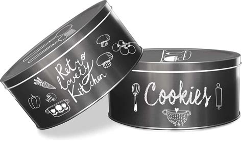 chalkboard lided metal cookie box|Decorae Round Cookie Tins, 2pk, Metal Containers .